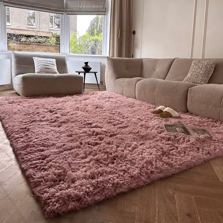 Hoogpolig vloerkleed Pilo Darkpink Polyester - 240 x 340 cm