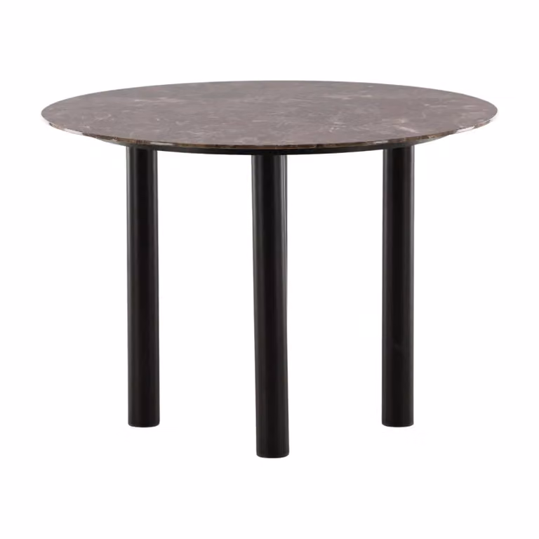 QUVIO Eettafel Rond - Zwart en Donkerbruin - Diameter: 106 cm