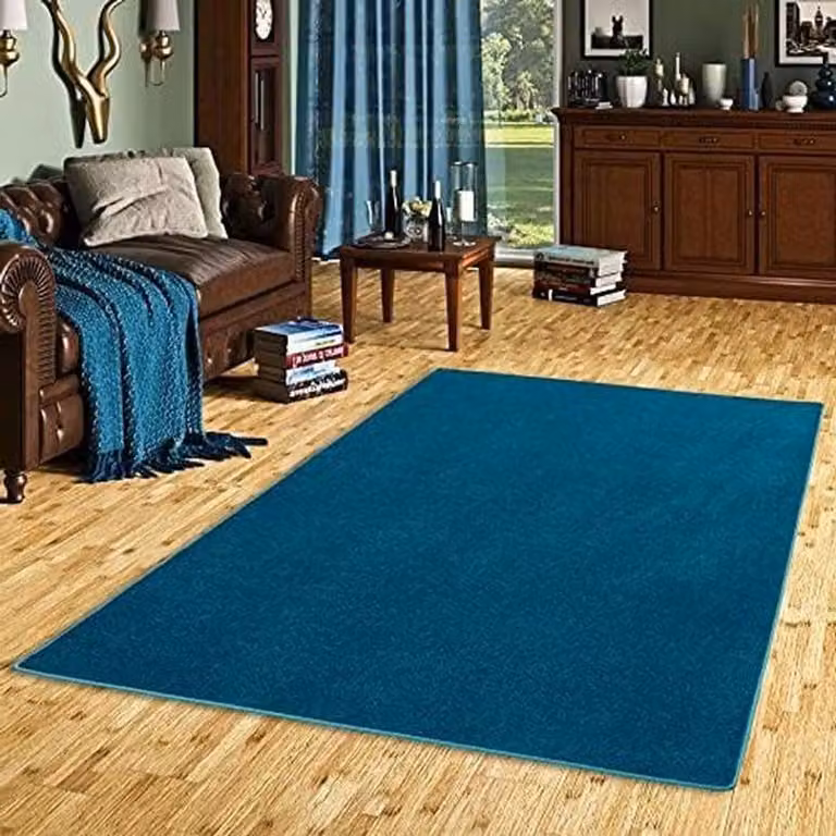 Hoogpolig Vloerkleed Petrol - Modern Vierkant Tapijt voor de Woonkamer - 160 x 160 cm