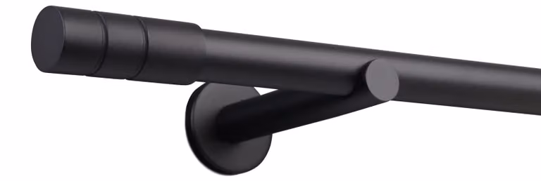 Deco-Raum gordijnroede op maat, zwart mat, eindstuk cilinder, diameter: 25 mm, lengte: 25 tot 400 cm
