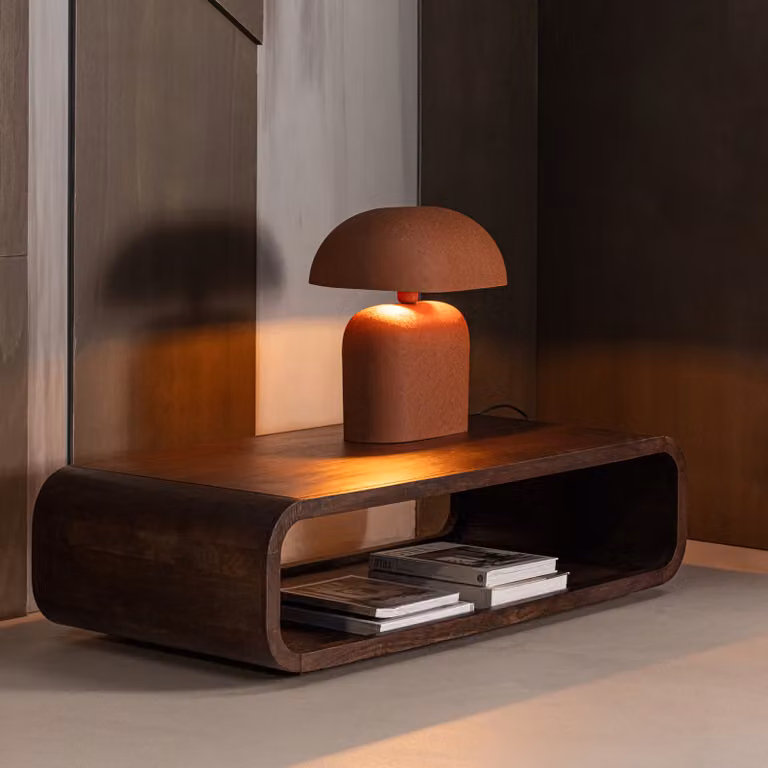 WOOOD Salontafel Kinu Mangohout - Donkerbruin - Ovaal - B: 120 cm, D: 60 cm, H: 32 cm