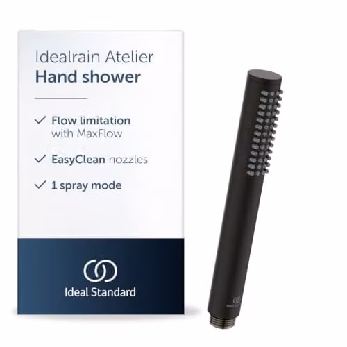Ideal Standard Idealrain handdouche, 1-functie met doorstroombegrenzer tot 8 l/min, matzwart