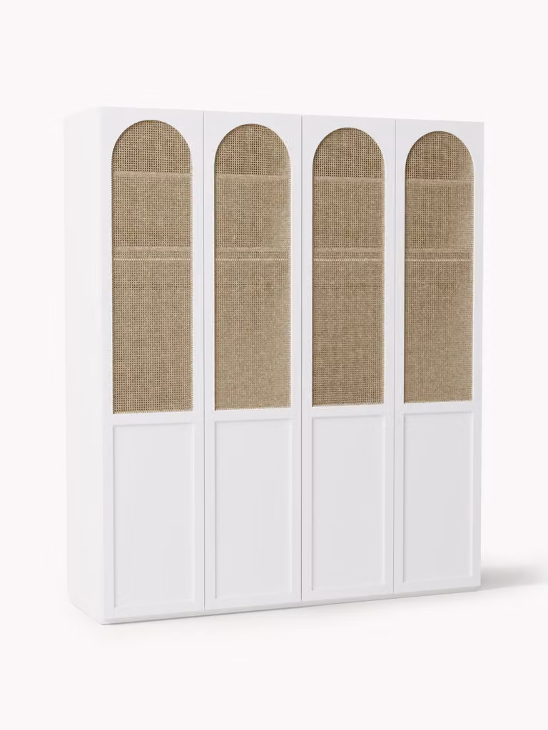 Westwing Collection Modulaire draaideurkast Jeanne met rattan en houtlook, Hoogte: 236 cm