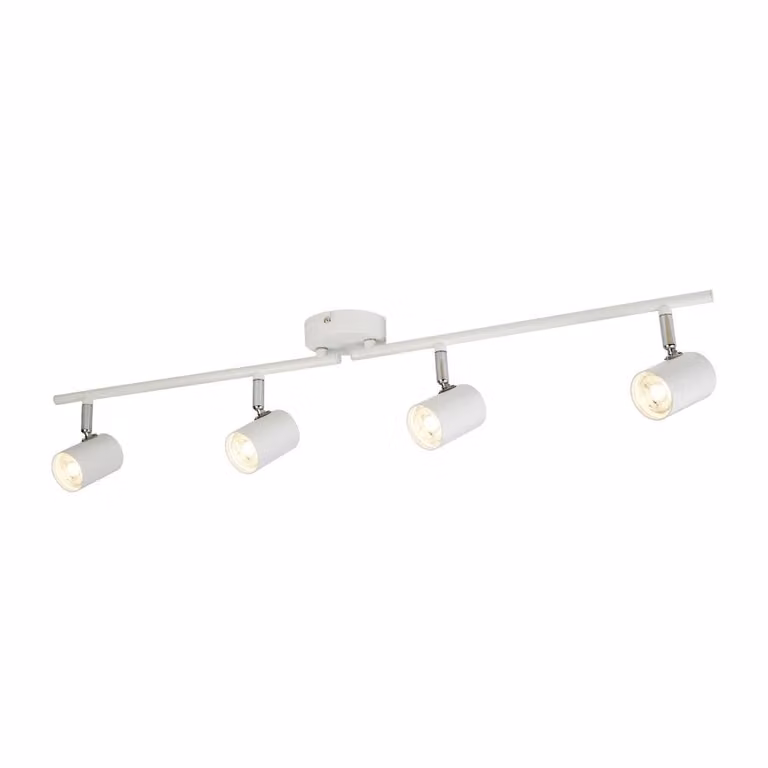 Searchlight Rollo IV LED-plafondlamp wit met transparant glas en metaal B/D/H: 9 x 13 x 77 cm