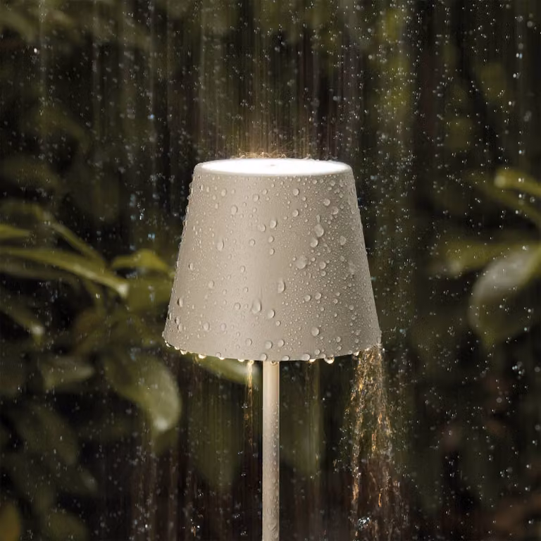 Sigor Nuindie 2.0 Oplaadbare LED-tafellamp, Beige, IP54 spatwaterdicht, Dimbaar, Hoogte: 38 cm