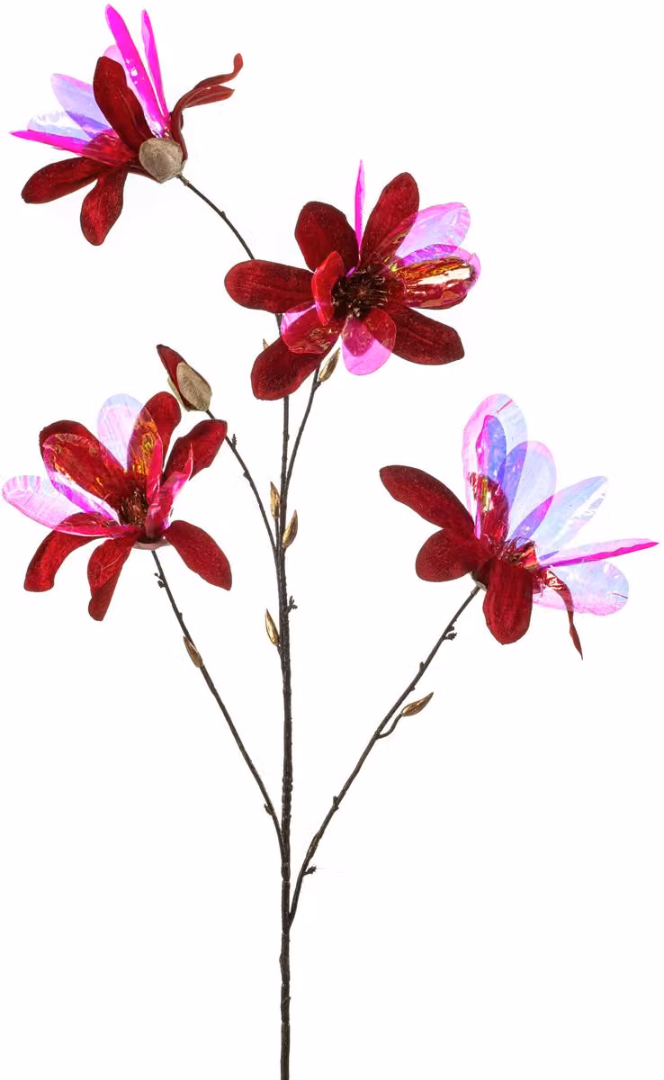 Emerald Kunstbloem Magnolia Glamour Rood 120cm - Kunstplant voor binnen