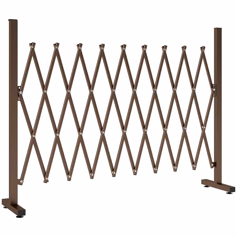 Outsunny Uitschuibaar harmonicahek 31-250 cm, afzethek voor de tuin, aluminium, donkerbruin