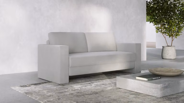 BRUNO slaapbank 140 cm lichtgrijs met massief houten frame en boxspringcomfort