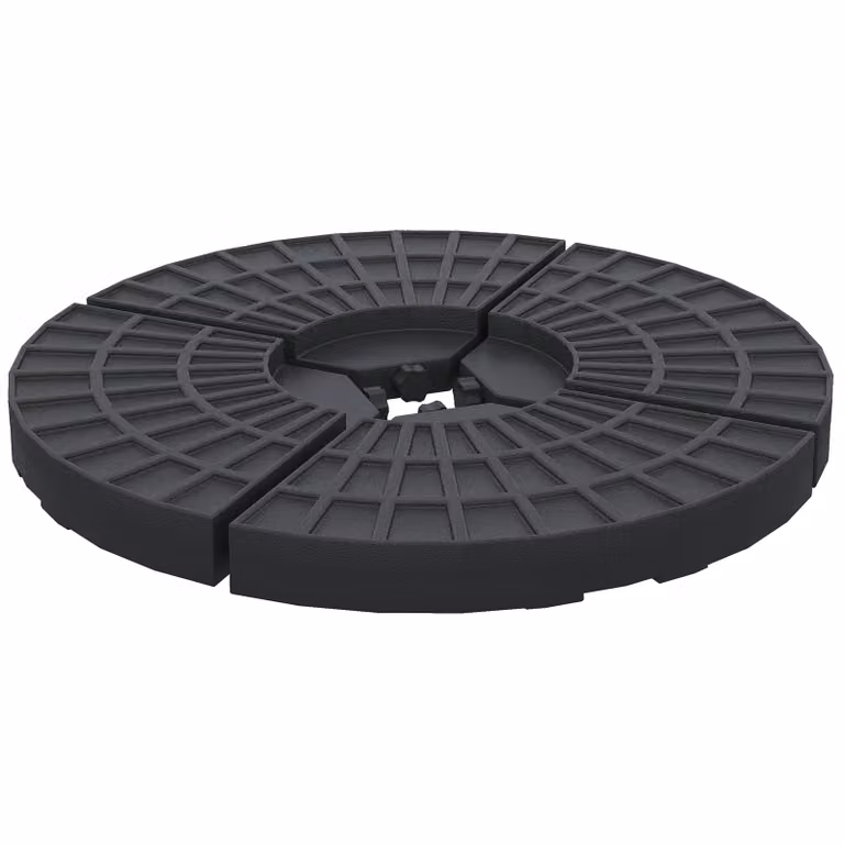 Outsunny Parasoolvoet, 4 delen, vullbaar met 52 kg water of 68 kg zand, zwart, B/D/H: 48 x 48 x 8 cm