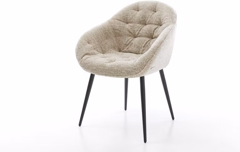 DELIFE Gaio-Flex gestoffeerde stoel met 4 conische poten, beige geweven stof