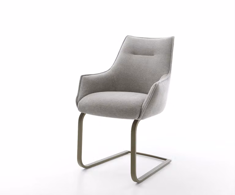 DELIFE Alja-Flex Sledemodel Bank met Armleuning, Grijze Gestructureerde Stof en Titanium Pocketveer Kern