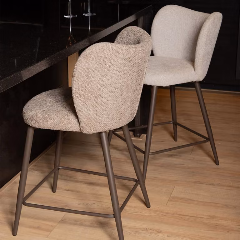 Barkruk Pebble beige met metalen onderstel
