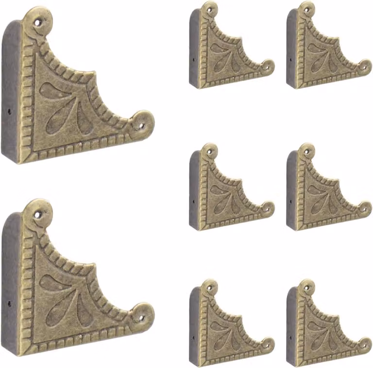 8 Stuks Hoekbeschermers voor Meubels en Tafels, Decoratieve Hoekijzers, Bronze