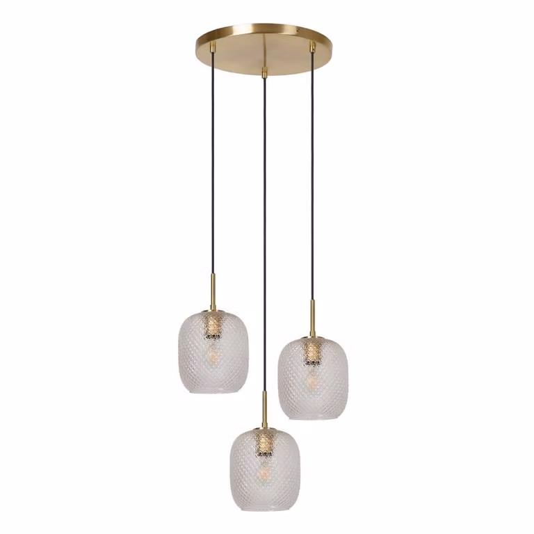 Lucide Alicent Hanglamp - Goud/Messing - 3-lichts - Diameter: 35 cm, Hoogte: 163 cm