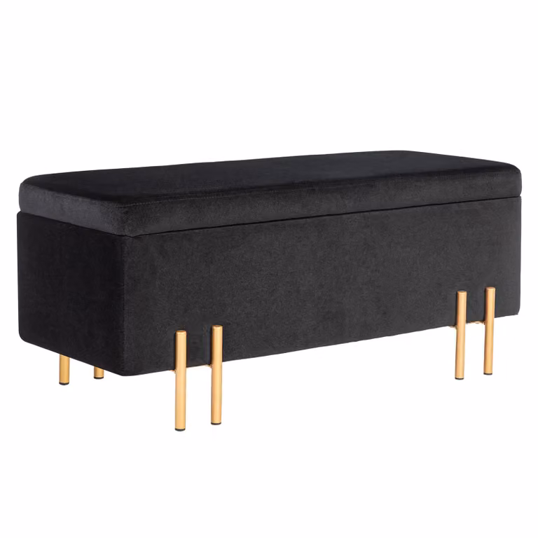 HOMCOM Zitbank met opbergruimte, zwart, B/D/H: 100 x 40 x 42 cm