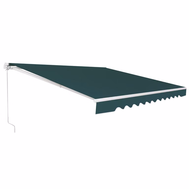 Costway Uittrekbare Terraszonwering Luifel met Slinger en Aluminiumframe, Groen, 4 x 2,5 m