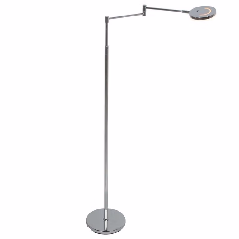 Steinhauer Soleil vloerlamp chroom/zilver met ronde kap en moderne uitstraling, Hoogte: 144 cm