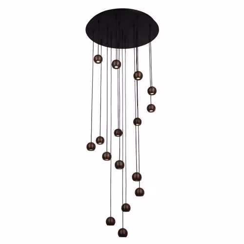 Lucide Montana Design Hanglamp - Bruin - Aluminium - 16 Lichtpunten - LED Dimbare CCT - 55 x 55 cm