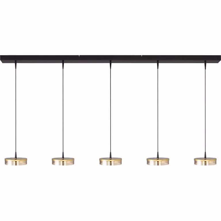 Masterlight Imperia 5-lichts hanglamp zwart en goud, 160 cm
