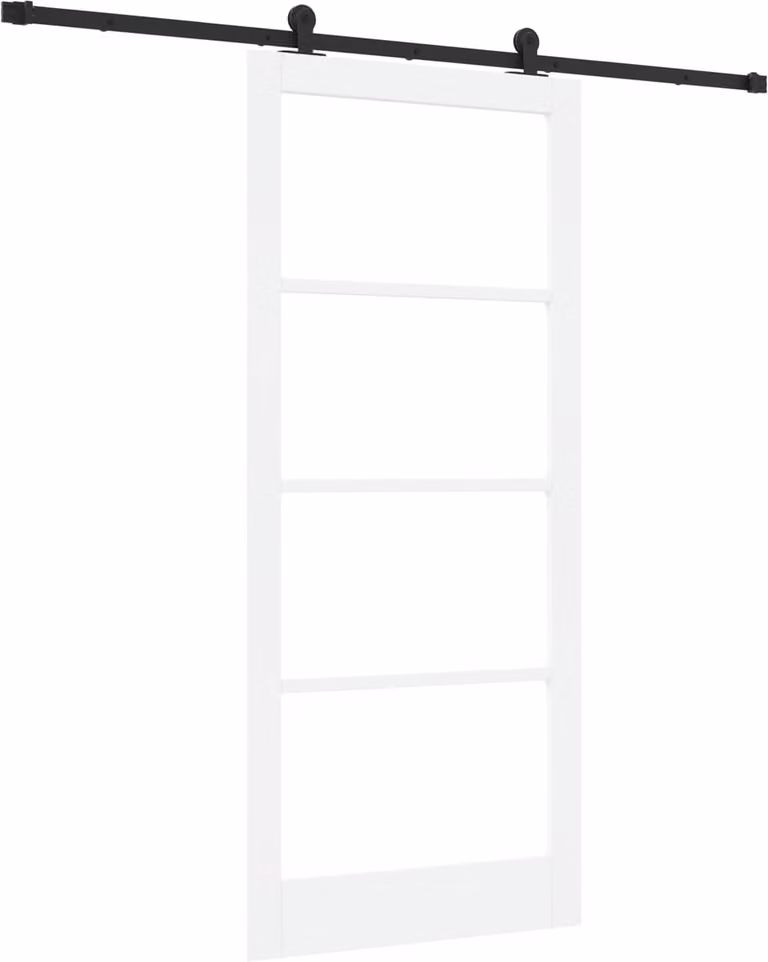 vidaXL Schuifdeur ORKDAL Wit - Massief grenenhout en glas - B: 93 cm, H: 211 cm