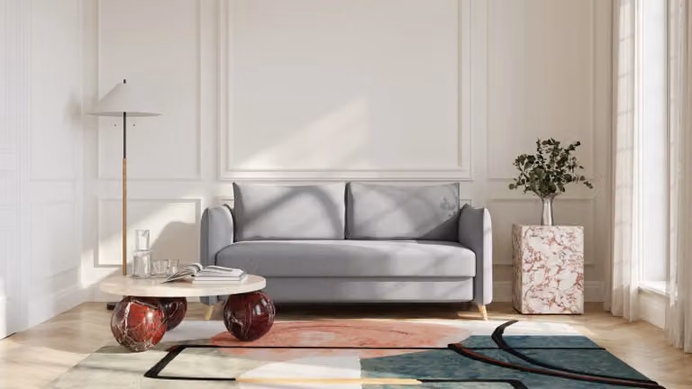 BRUNO slaapbank lichtgrijs met massief eikenhout en boxspringcomfort, 160 cm