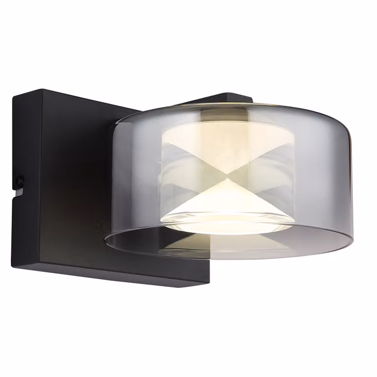 Globo Belinda Design LED-wandlamp zwart en transparant B: 15 cm, D: 11 cm, H: 20 cm