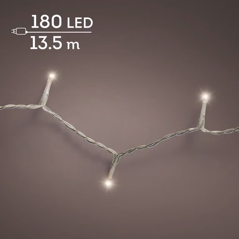 Lumineo Basic LED rijstlampjes transparant warm wit
