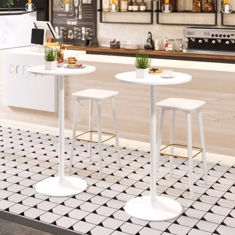 SureDeal Ronde Bartafel - Hoogte Verstelbare Eettafel - Wit - B/D/H: 60 x 60 x 101,5 cm