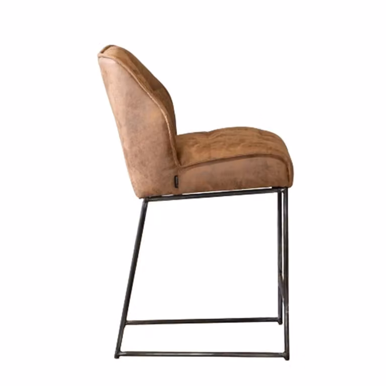 Industriële barkruk Abel cognac met faux leather en metalen onderstel, Hoogte: 70 cm