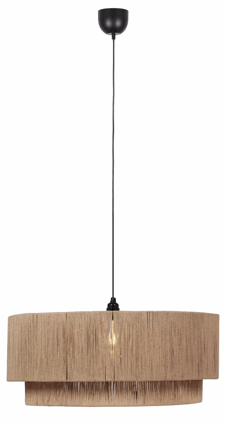 TRIO Smilla DH hanglamp zwart en bruin, ronde pendelarmatuur met textiel en metaal, B: 60 cm, H: 150 cm