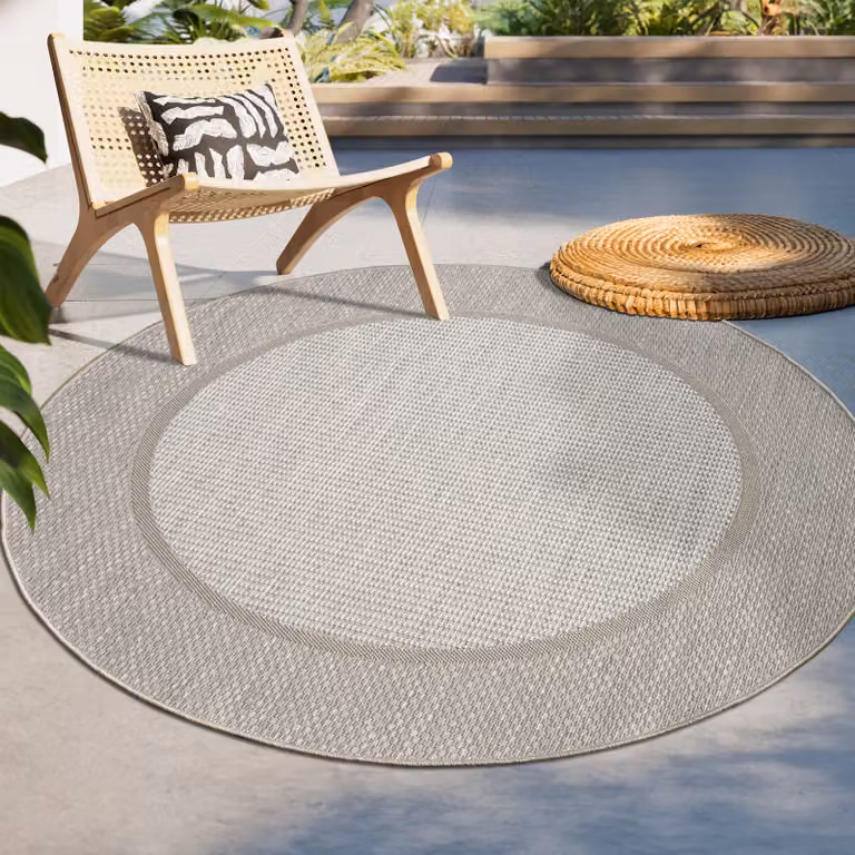 Paco Home Buitenkleed Rond, Boho Geometrisch Design, Weerbestendig Polypropyleen, Diameter: 200 cm