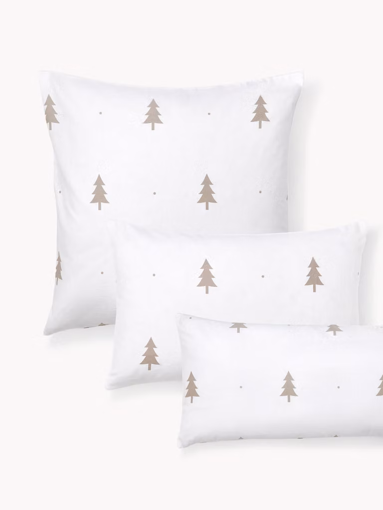 Westwing Collection Flanellen kussenhoes X-mas Tree met kerstmotief, 40 x 80 cm