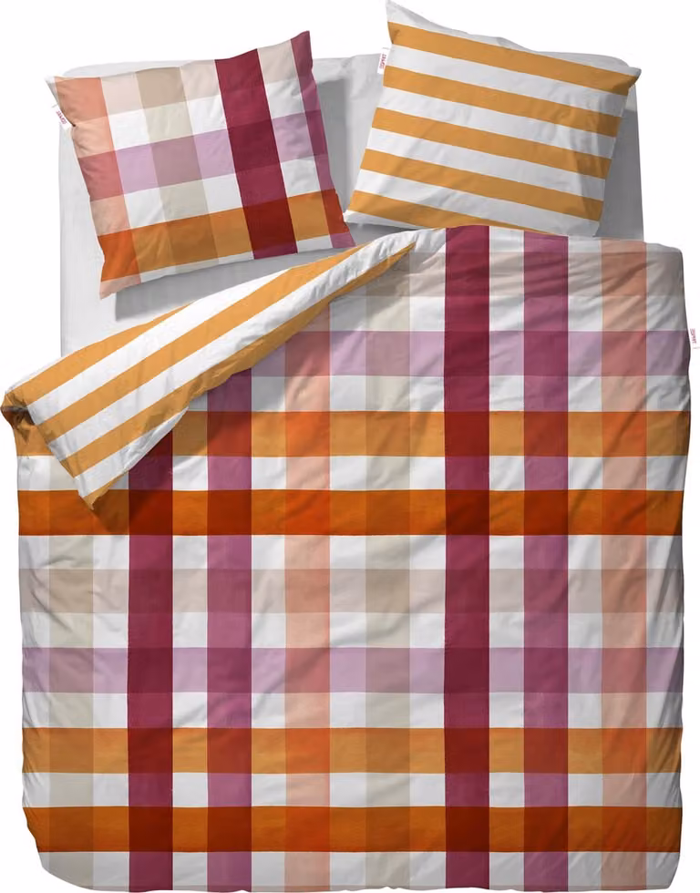 ESPRIT Sun Check Dekbedovertrek Lits-jumeaux Rood 240 x 220 cm