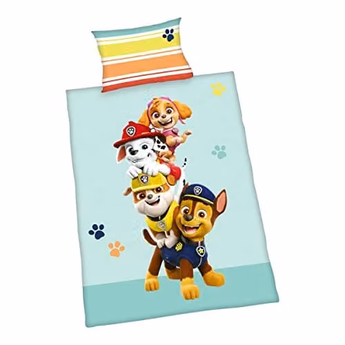 Herding Paw Patrol dekbedovertrek en kussensloop set, meerkleurig, 100% katoen renforcé, B/D: 135 x 200 cm, Kussensloop: 40 x 60 cm