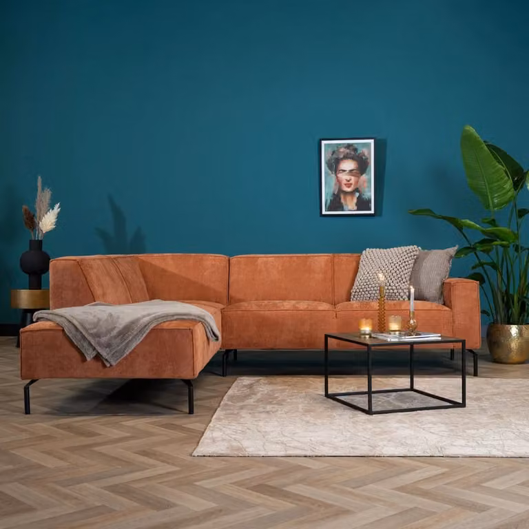 Bronx71 Hoekbank Kansas modern stof gemêleerd terracotta links