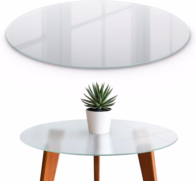 Wallfluent Tafelblad Mat Glas Rond Melkglas Diameter: 60 cm