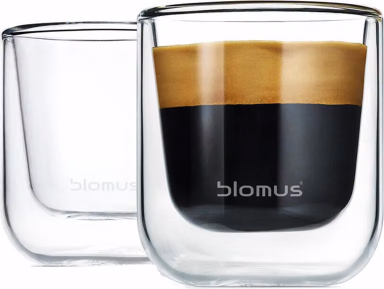 Blomus Nero Espressobekers, Transparant, Glas, Rond, 2 stuks, 80 ml