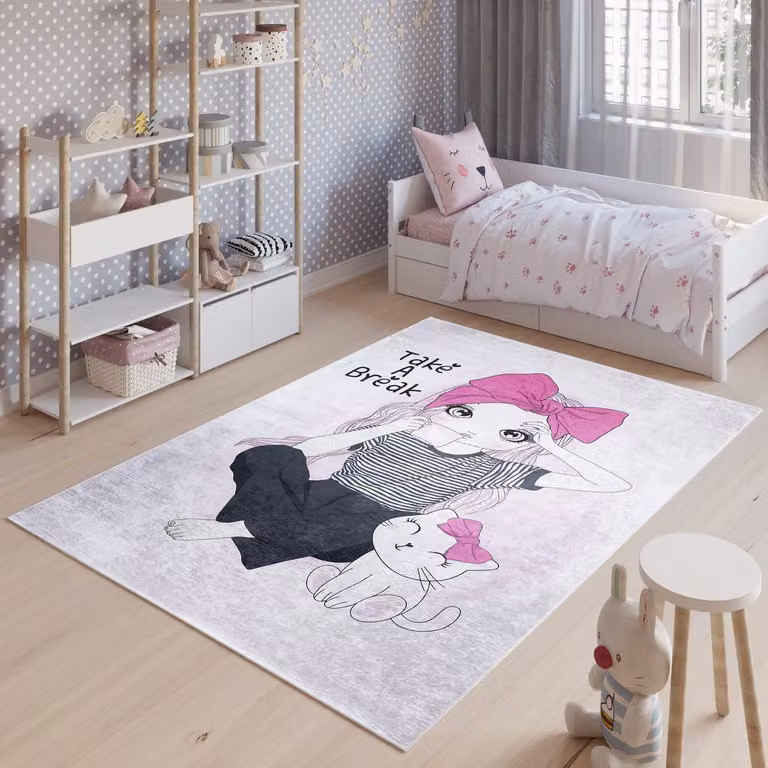 Tapiso Emma Vloerkleed voor Kinderkamer en Jeugdkamer, Roze, 120 x 170 cm