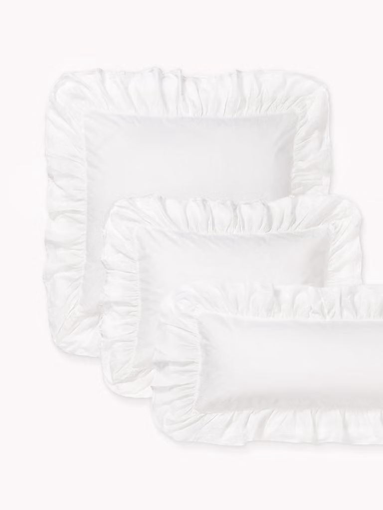Westwing Collection Louane gewassen katoenen perkal kussensloop met franjes