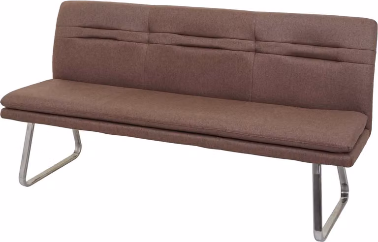 MCW Bank MCW-H70 Eetkamerbank Bruin met Textiele Rugleuning en Geborsteld Roestvrij Staal, Breedte: 180 cm