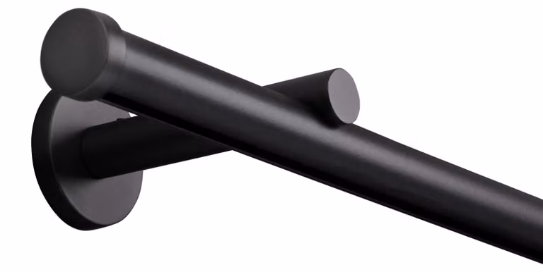 Deco-raum Binnenliggende gordijnroede Serie Modern, 1-rails, 20mm, zwart met kap, 110 cm