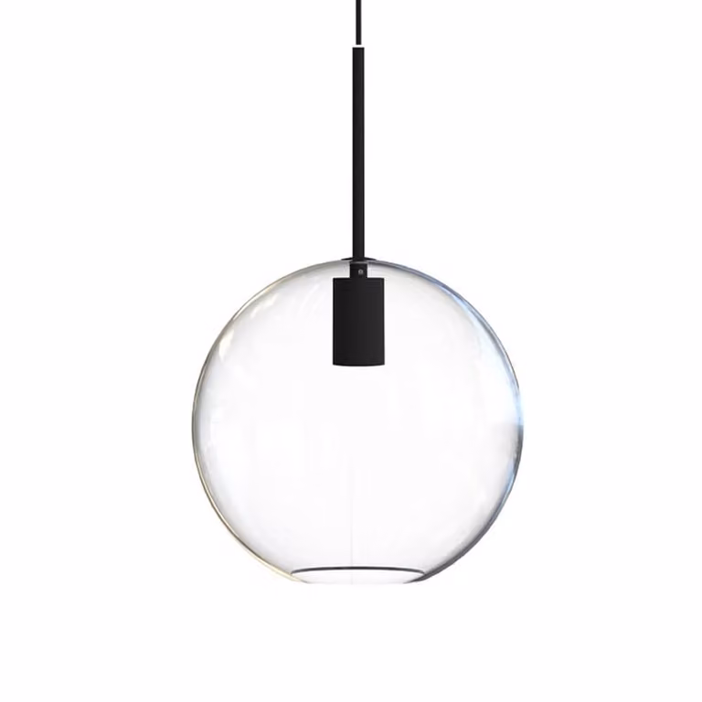 Lyora Sphere Hanglamp van Glas en Metaal, Dimbaar, Zwart of Transparant, Diameter: 25 cm