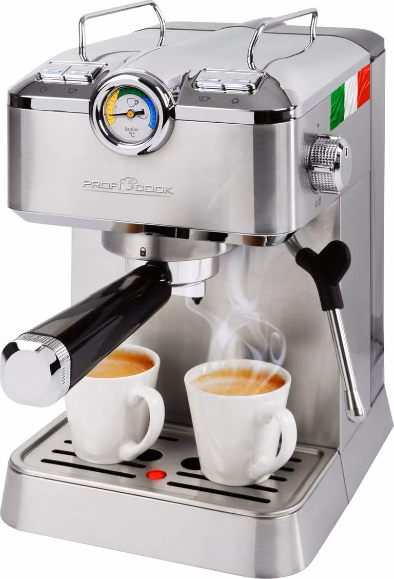 Profi Cook espressomachine PC-ES-KA 1267 met 20 bar druk en roestvrijstalen stoompijp