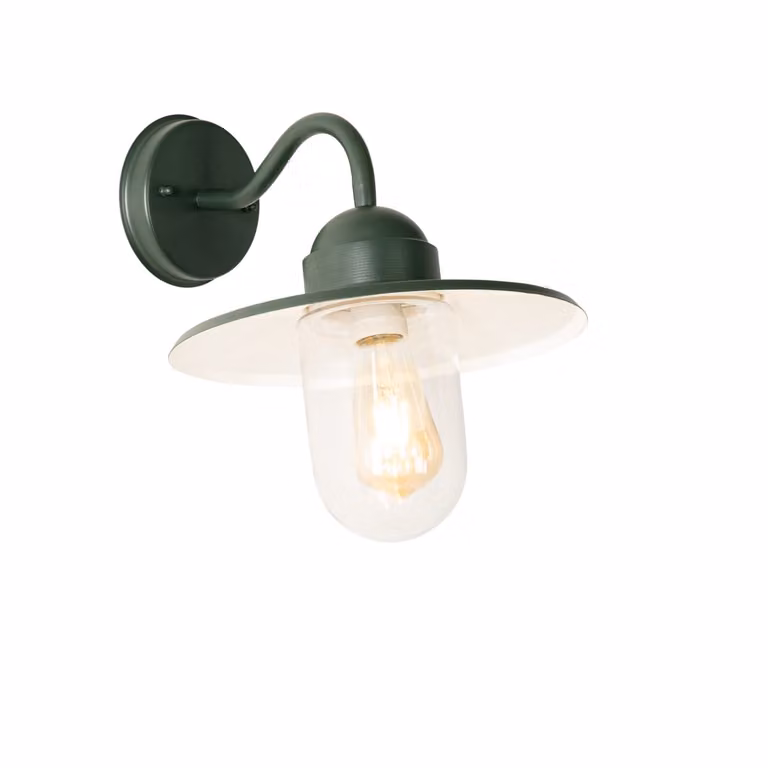 Qazqa Moderne Buiten Wandlamp Groen IP44 met Glazen Koepel