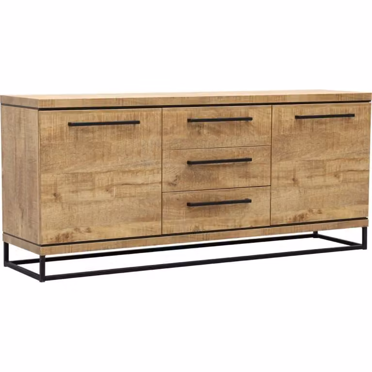 Dressoir London 180 cm Mango met soft-close lades in industriële stijl