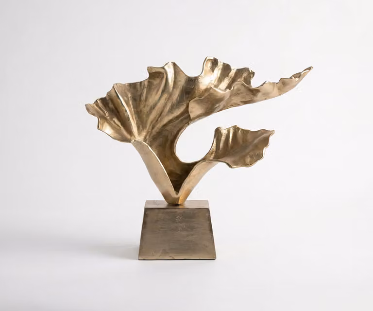 DELIFE Sculptuur Ginkara Handgemaakt Aluminium Champagner B60 x D18 x H57 cm