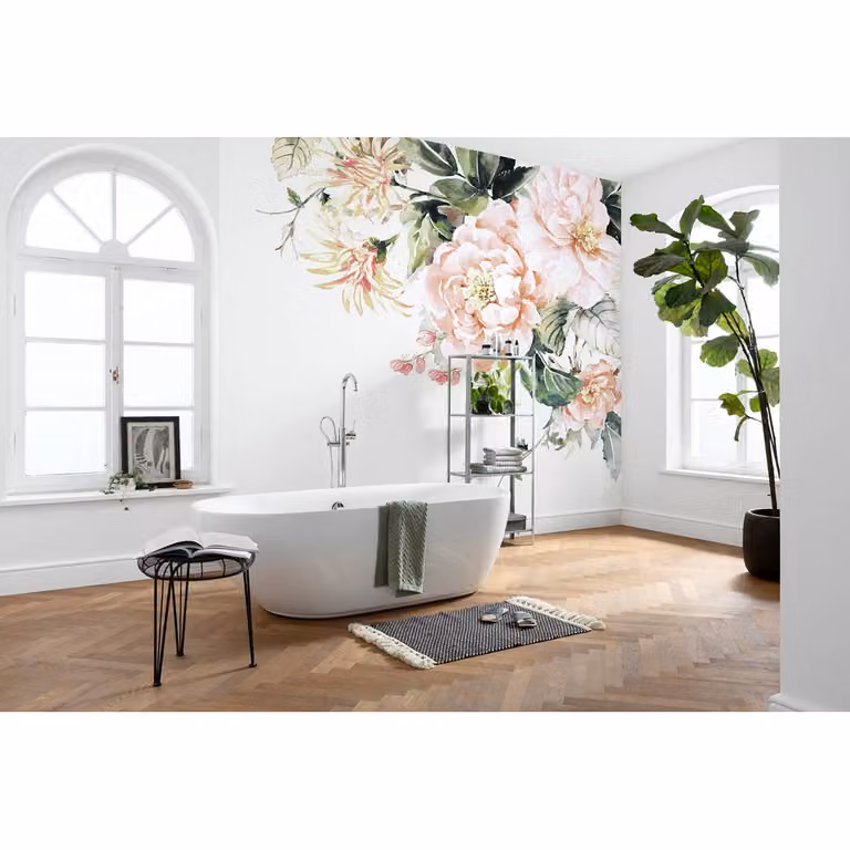 home24 Vlies-fotobehang Nasrin Multicolour Floral Modern Breedte: 300 cm, Hoogte: 280 cm