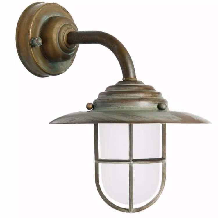 Franssen Maritime wandlamp koperbruin met glas, Hoogte: 30 cm