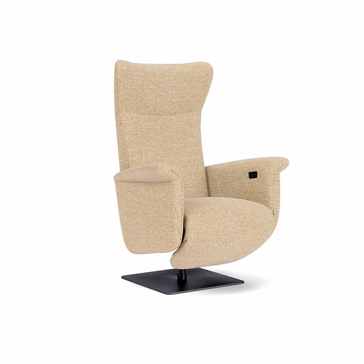 Prominent E-chair Relax Recliner met Armleuningen - Donkergeel/Beige - Stof
