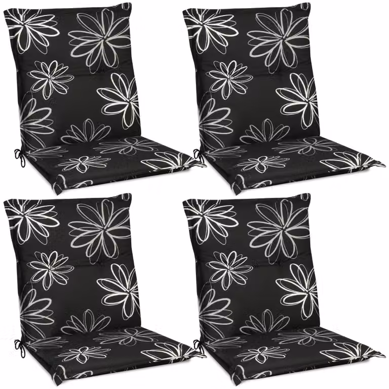 Beautissu Flores lage loungebank voor 4 personen, zwart met bloemenprint, Breedte: 100 cm, Diepte: 50 cm